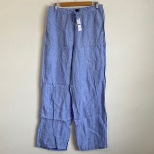 J. Crew Light Blue Straight-Leg Linen Pants